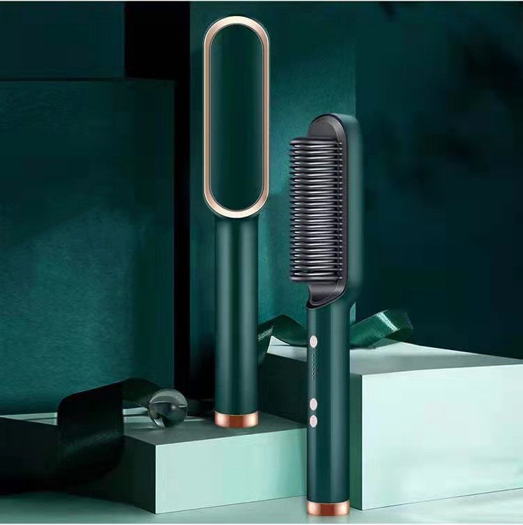2-in-1 Hair Straightener & Hot Comb – Negative Ion Curling and Straightening Electric Hair Brush