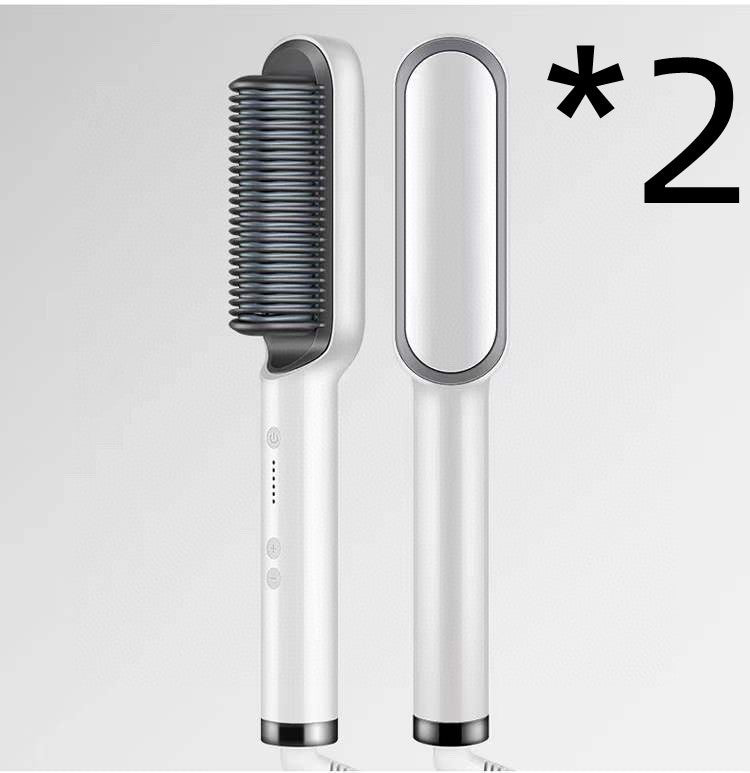 2-in-1 Hair Straightener & Hot Comb – Negative Ion Curling and Straightening Electric Hair Brush