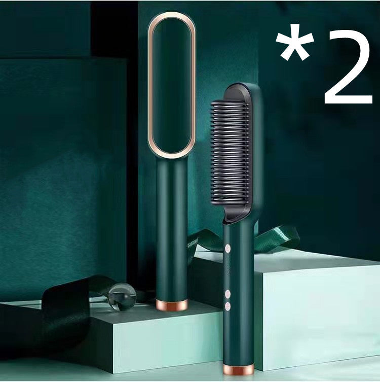 2-in-1 Hair Straightener & Hot Comb – Negative Ion Curling and Straightening Electric Hair Brush