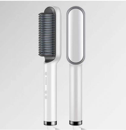 2-in-1 Hair Straightener & Hot Comb – Negative Ion Curling and Straightening Electric Hair Brush