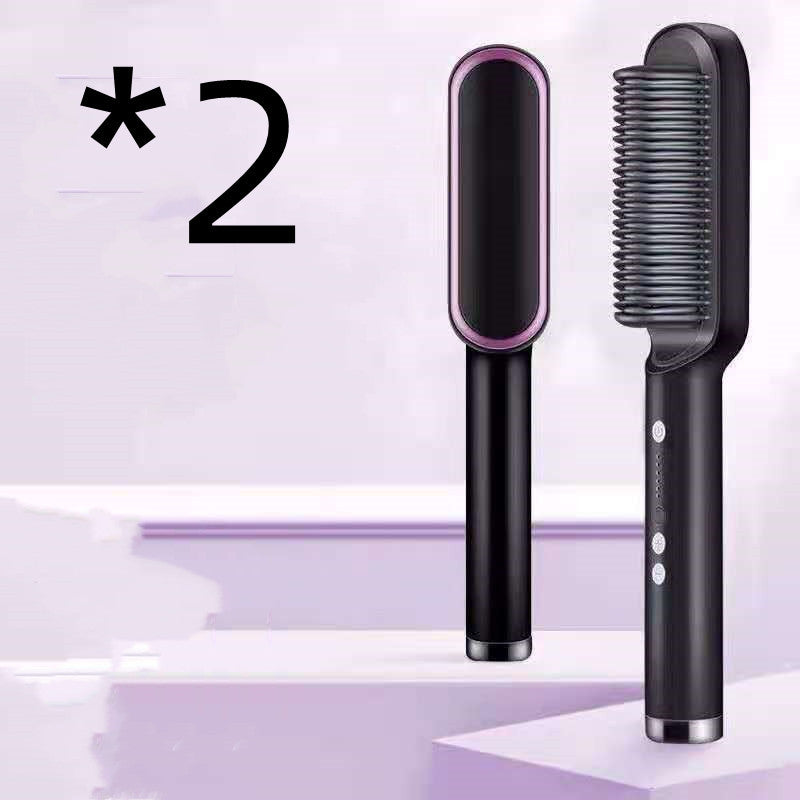 2-in-1 Hair Straightener & Hot Comb – Negative Ion Curling and Straightening Electric Hair Brush