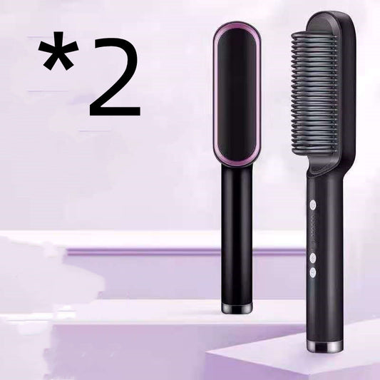 2-in-1 Hair Straightener & Hot Comb – Negative Ion Curling and Straightening Electric Hair Brush