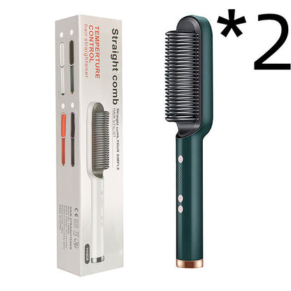2-in-1 Hair Straightener & Hot Comb – Negative Ion Curling and Straightening Electric Hair Brush