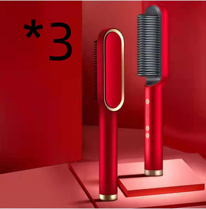 2-in-1 Hair Straightener & Hot Comb – Negative Ion Curling and Straightening Electric Hair Brush