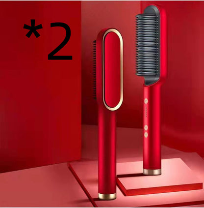 2-in-1 Hair Straightener & Hot Comb – Negative Ion Curling and Straightening Electric Hair Brush