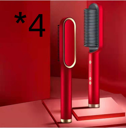 2-in-1 Hair Straightener & Hot Comb – Negative Ion Curling and Straightening Electric Hair Brush
