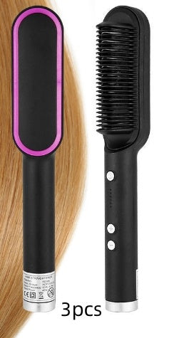 2-in-1 Hair Straightener & Hot Comb – Negative Ion Curling and Straightening Electric Hair Brush