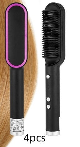 2-in-1 Hair Straightener & Hot Comb – Negative Ion Curling and Straightening Electric Hair Brush