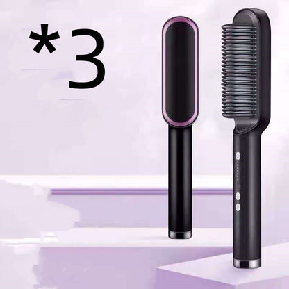 2-in-1 Hair Straightener & Hot Comb – Negative Ion Curling and Straightening Electric Hair Brush