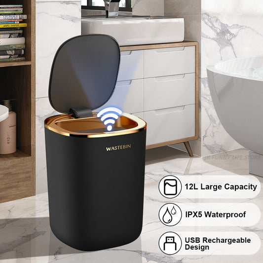 Smart Inductive Trash Can – Light Luxury Automatic Lid with Motion Sensor for Home & Office