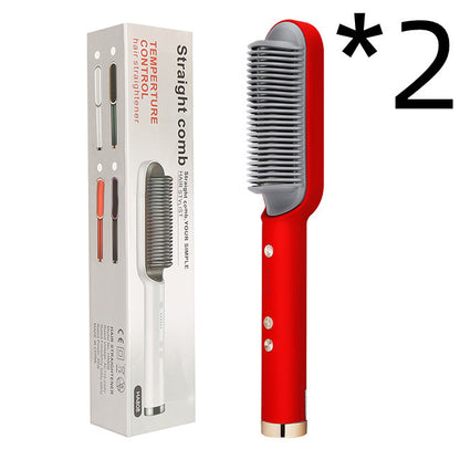 2-in-1 Hair Straightener & Hot Comb – Negative Ion Curling and Straightening Electric Hair Brush