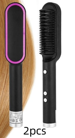 2-in-1 Hair Straightener & Hot Comb – Negative Ion Curling and Straightening Electric Hair Brush