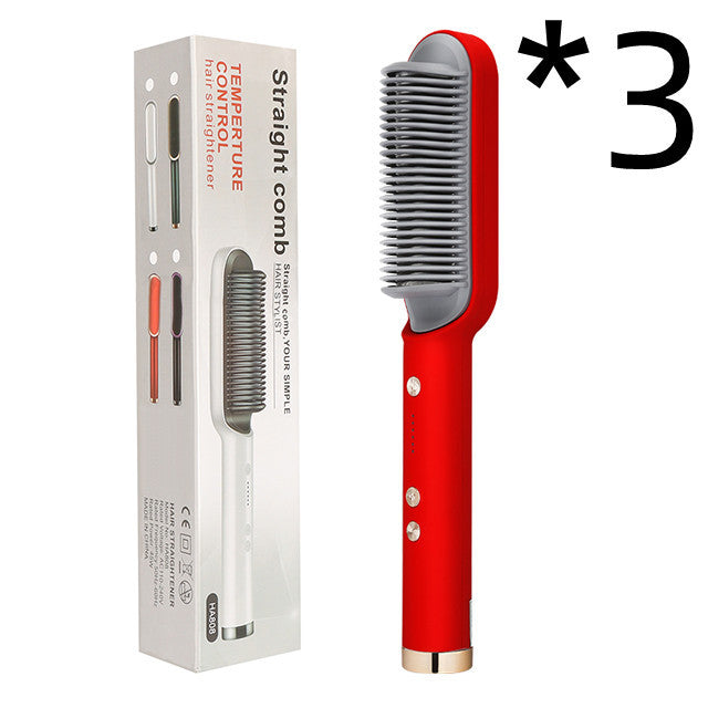 2-in-1 Hair Straightener & Hot Comb – Negative Ion Curling and Straightening Electric Hair Brush